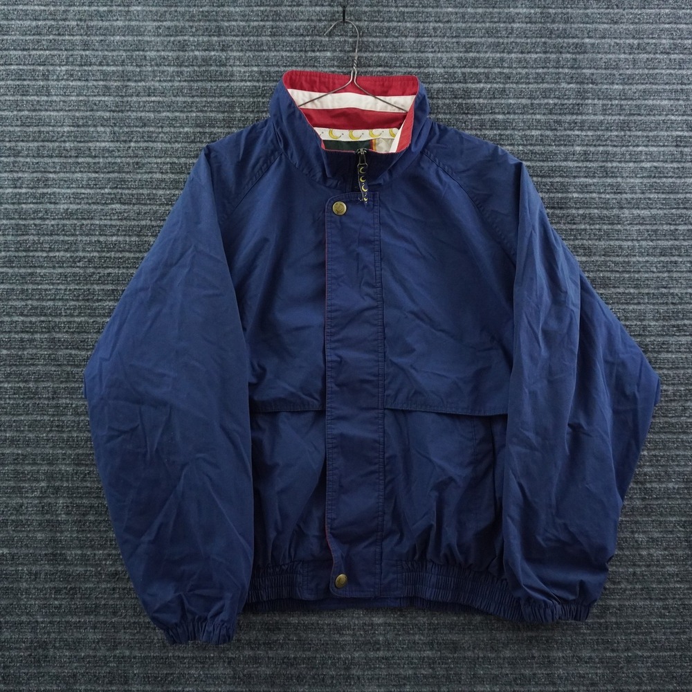 Luna Pier Windbreaker Jacket Mens XL Navy Blue Moon Embroidery Vintage Bomber